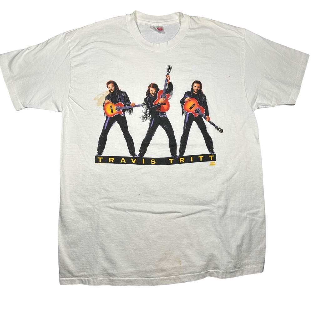 Vintage 1992 Travis Tritt Country Music T-Shirt Hanes XL White 90s Single Stitch